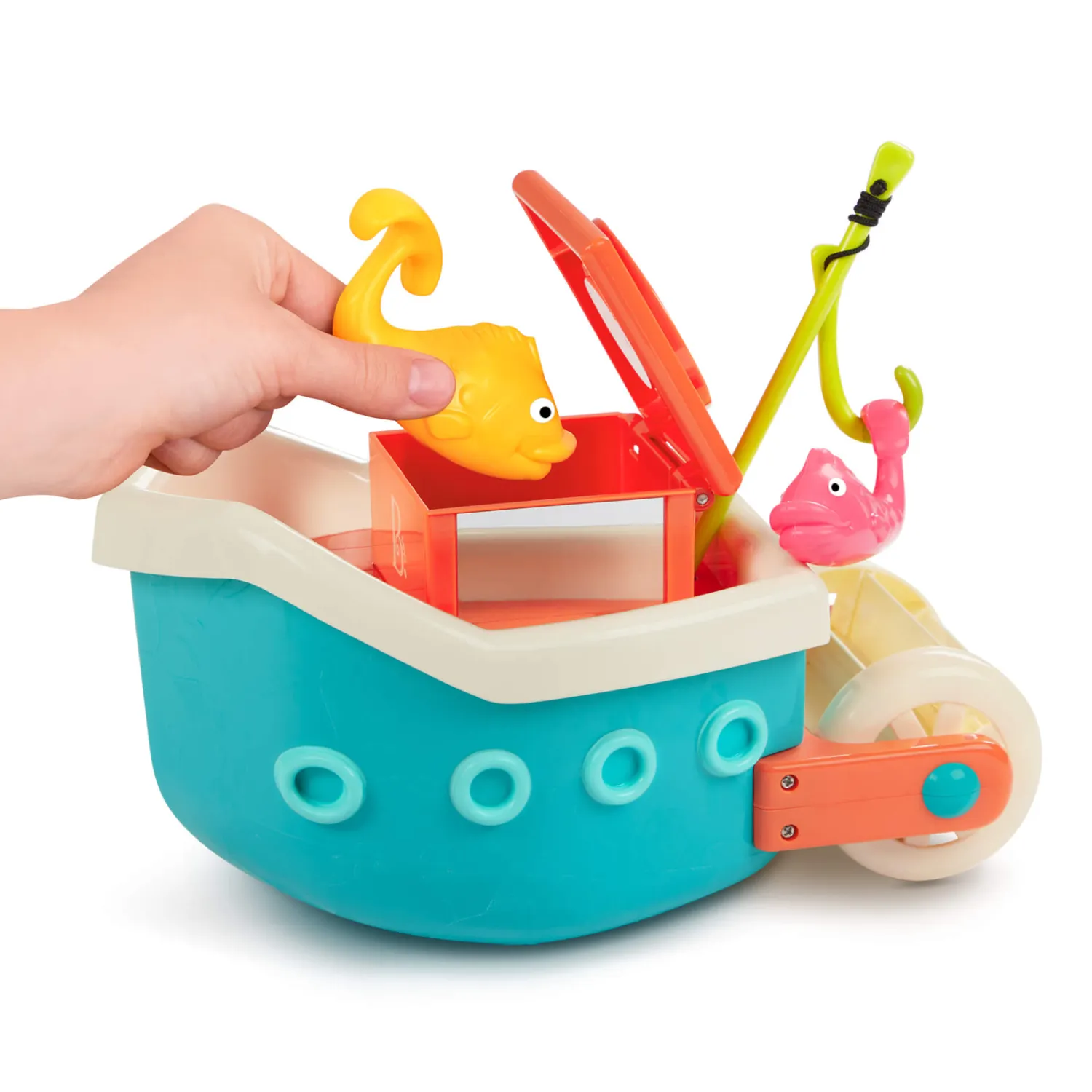 Zabawki Do Kąpieli|12M+ | B.Toys Fish & Splish – statek z akcesoriami - wersja jasnoniebieska