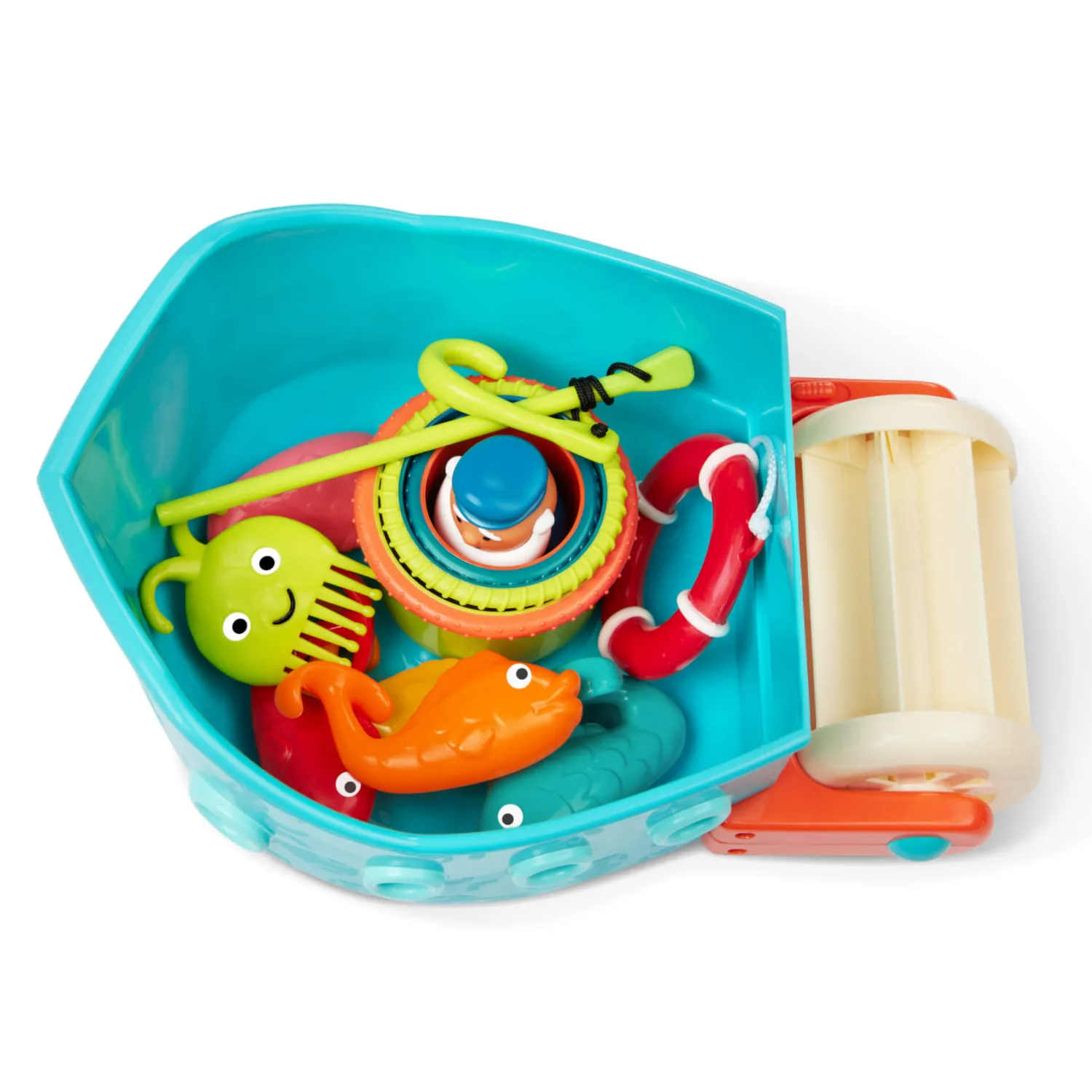 Zabawki Do Kąpieli|12M+ | B.Toys Fish & Splish – statek z akcesoriami - wersja jasnoniebieska