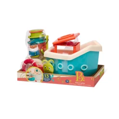 Zabawki Do Kąpieli|12M+ | B.Toys Fish & Splish – statek z akcesoriami - wersja jasnoniebieska