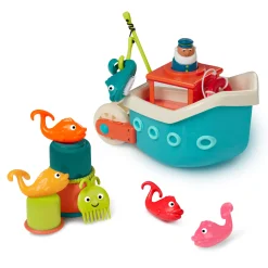 Zabawki Do Kąpieli|12M+ | B.Toys Fish & Splish – statek z akcesoriami - wersja jasnoniebieska