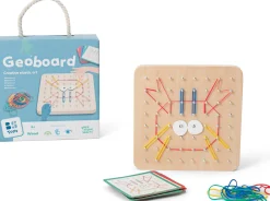 6 Lat+|Aktywizujące | BS Toys Geoplan tablica manipulacyjna edukacyjna z gumkami 48 gumek 20 kart, 4+
