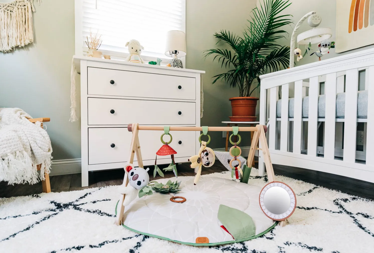 Maty Edukacyjne|Maty Edukacyjne | Tiny Love Gimnastyka mata edukacyjna dla bobasa z drewnianym stojakiem - Boho Chic