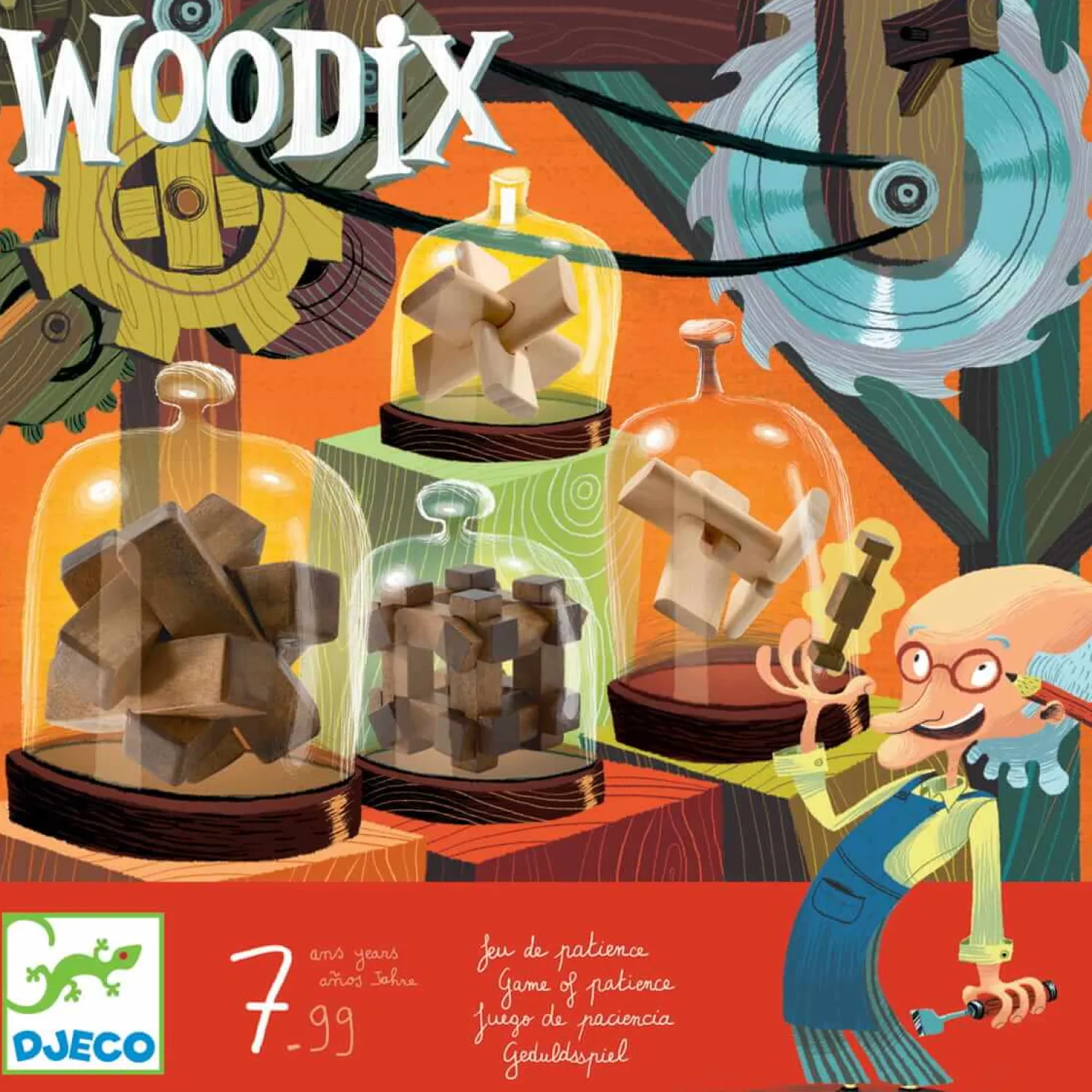 8 Lat+|Gry Planszowe | Djeco Gra Woodix - rozłącz i złącz figury
