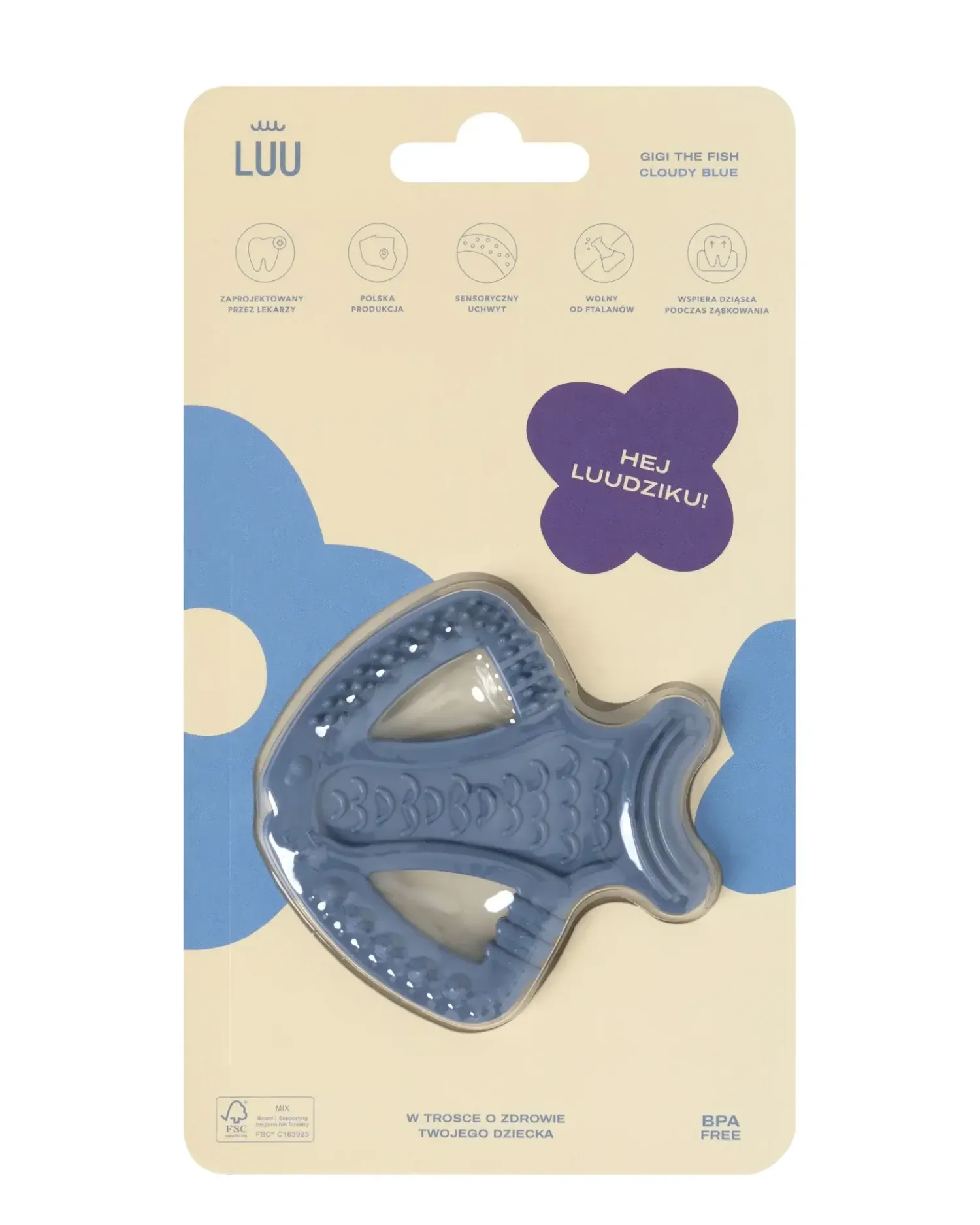 Gryzaki | LUU kids Gryzak Gigi The Fish Cloudy Blue