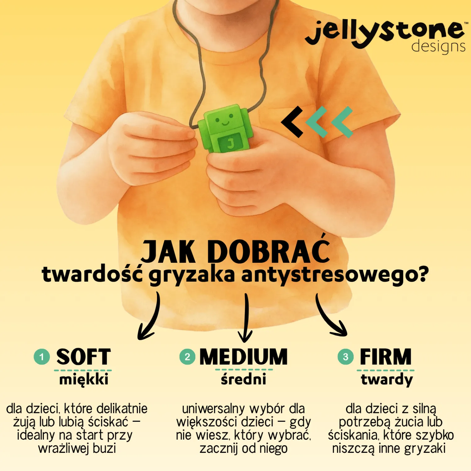 Biżuteria|Gryzaki | Jellystone Gryzak terapeutyczny, antystresowy naszyjnik MEDIUM - błyskawica