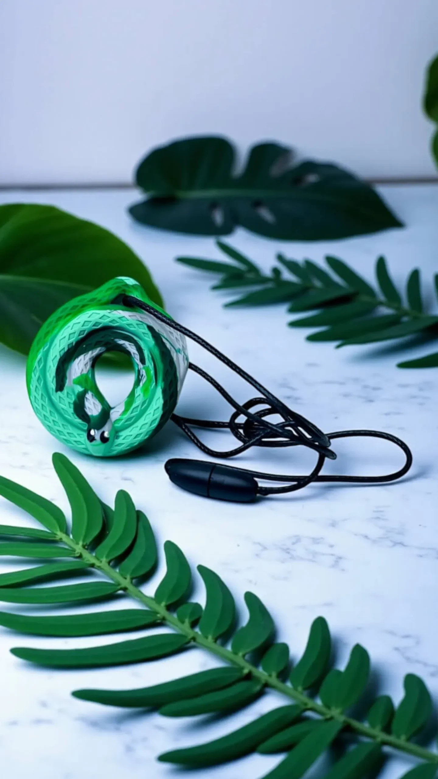 Biżuteria|Gryzaki | Jellystone Gryzak terapeutyczny, antystresowy naszyjnik MEDIUM - Leśny Wąż
