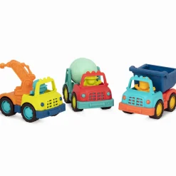 12M+|3 Lata + | B.Toys Happy Cruisers – zestaw 3 samochodów budowlanych z figurkami kierowców
