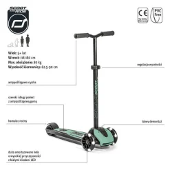 Highwaykick 5 LED Hulajnoga trójkołowa balansowa ze świecącymi kółkami 5+ Forest