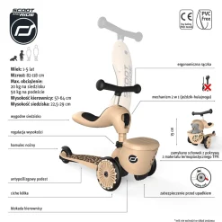 Motoryka Duża|Jeździki | Scootandride Highwaykick 1 Lifestyle 2w1 Jeździk i hulajnoga z zamykanym schowkiem 1-5 lat Leopard
