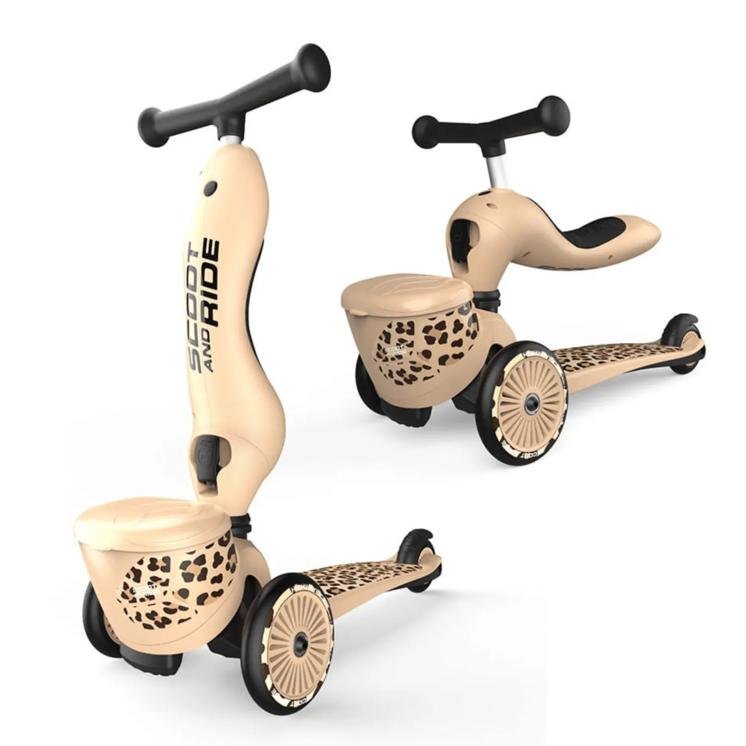 Motoryka Duża|Jeździki | Scootandride Highwaykick 1 Lifestyle 2w1 Jeździk i hulajnoga z zamykanym schowkiem 1-5 lat Leopard