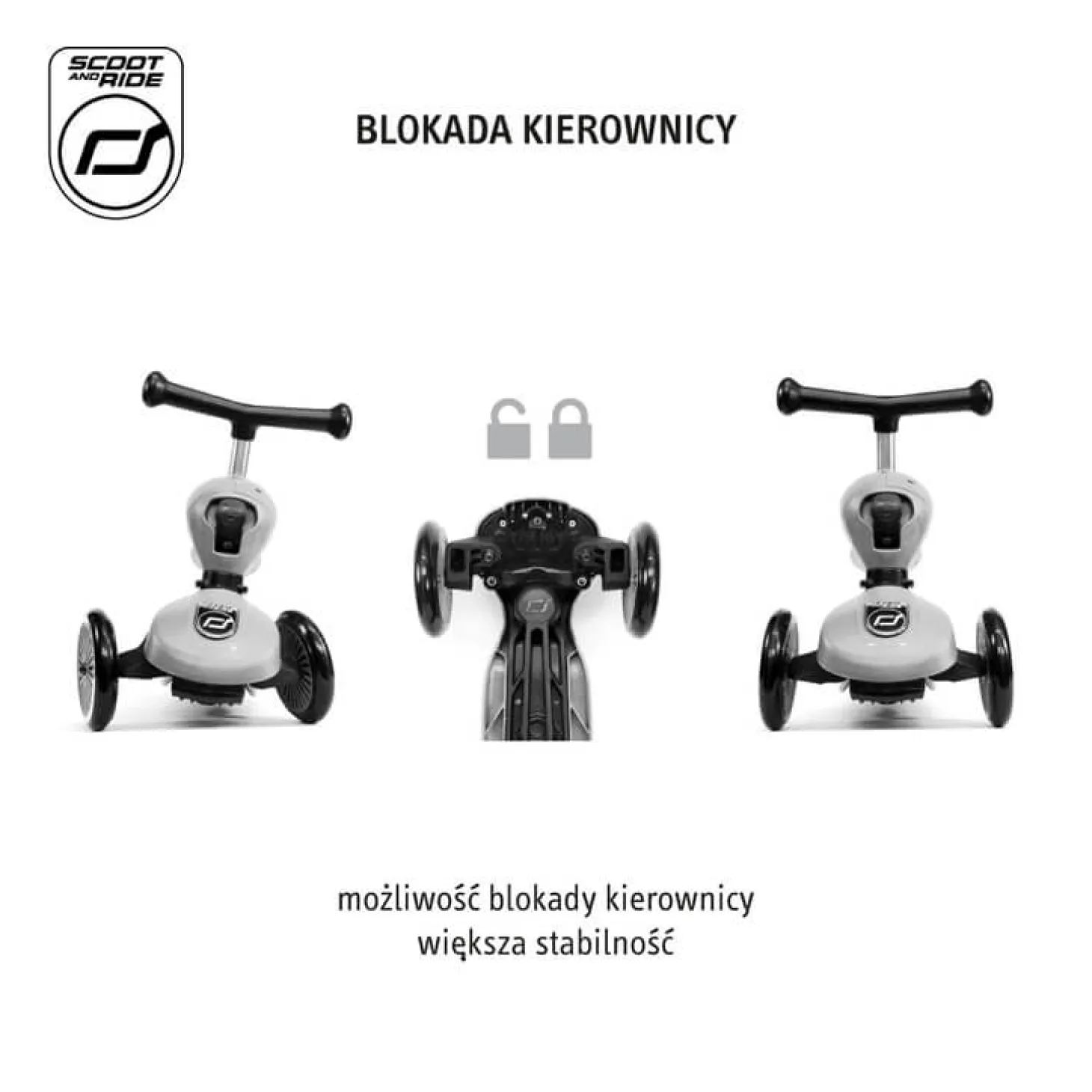 Highwaykick1 Push and Go 2w1 Jeździk i hulajnoga z rączką do prowadzenia 1-5 lat Ash
