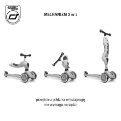 Motoryka Duża|Jeździki | Scootandride Highwaykick1 Push and Go 2w1 Jeździk i hulajnoga z rączką do prowadzenia 1-5 lat Steel