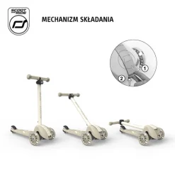 6 Lat+|3 Lata + | Scootandride Highwaykick 3S Hulajnoga z systemem sterowania 2w1 i kółkami LED składana 3+ Ash