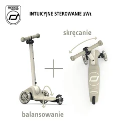 6 Lat+|3 Lata + | Scootandride Highwaykick 3S Hulajnoga z systemem sterowania 2w1 i kółkami LED składana 3+ Ash