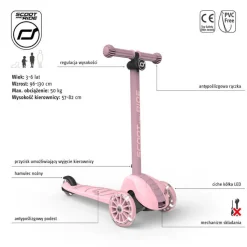 6 Lat+|3 Lata + | Scootandride Highwaykick 3S Hulajnoga z systemem sterowania 2w1 i kółkami LED składana 3+ Rose