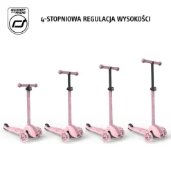 6 Lat+|3 Lata + | Scootandride Highwaykick 3S Hulajnoga z systemem sterowania 2w1 i kółkami LED składana 3+ Rose