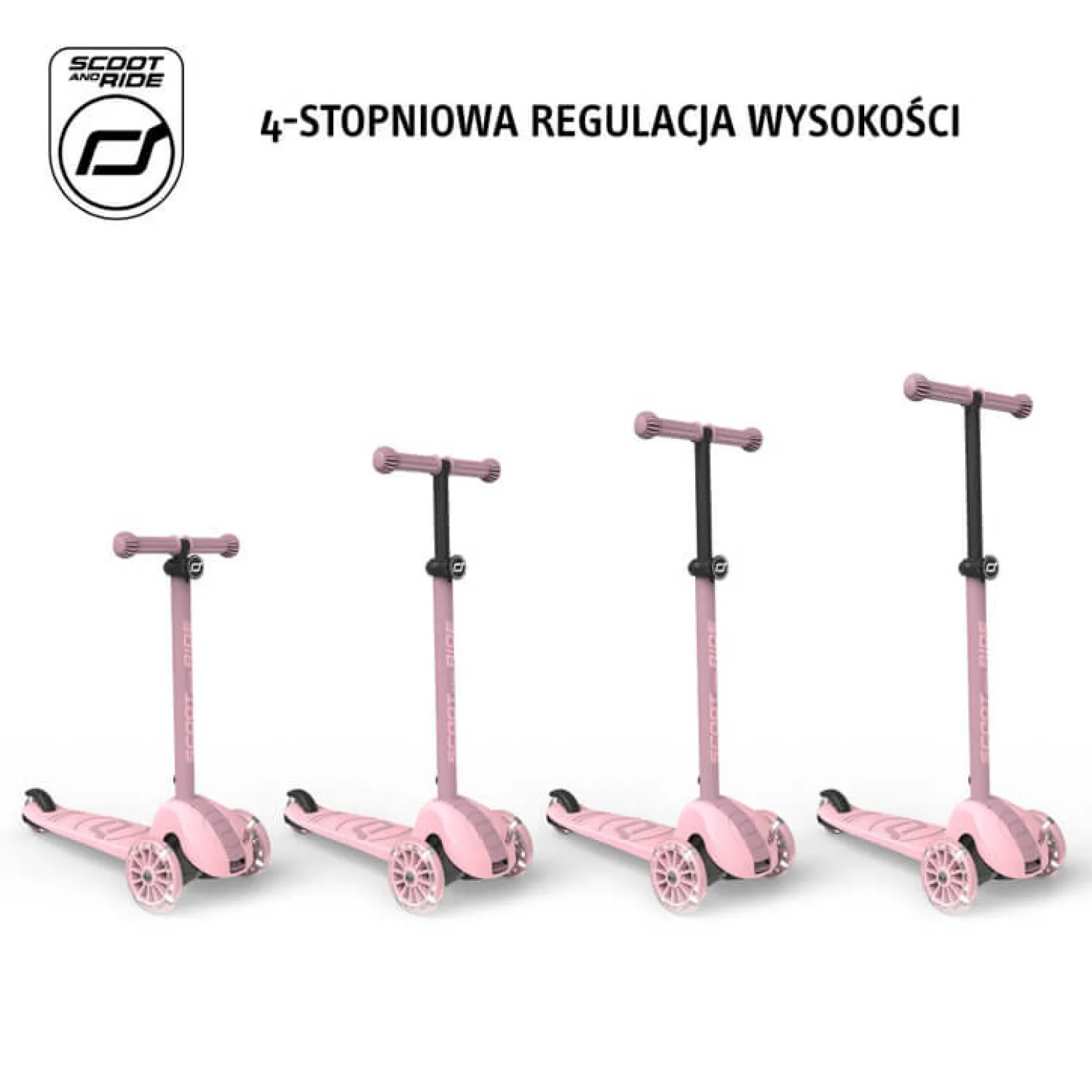 6 Lat+|3 Lata + | Scootandride Highwaykick 3S Hulajnoga z systemem sterowania 2w1 i kółkami LED składana 3+ Rose