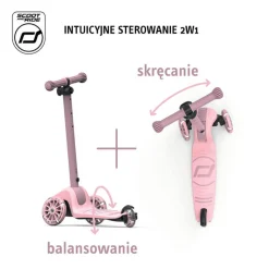6 Lat+|3 Lata + | Scootandride Highwaykick 3S Hulajnoga z systemem sterowania 2w1 i kółkami LED składana 3+ Rose