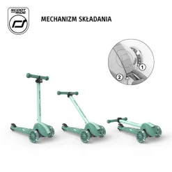6 Lat+|3 Lata + | Scootandride Highwaykick 3S Hulajnoga z systemem sterowania 2w1 i kółkami LED składana 3+ Forest