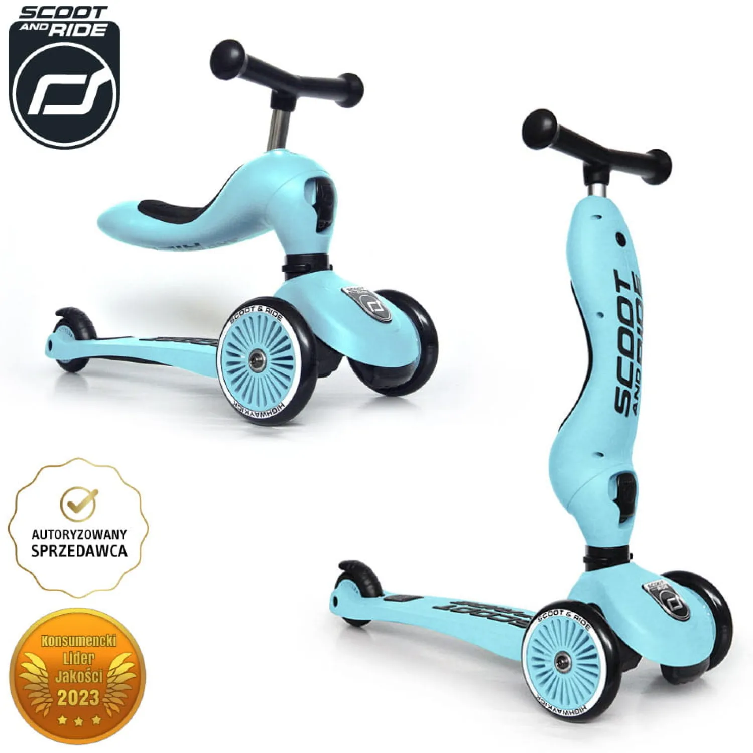 Motoryka Duża|Jeździki | Scootandride Highwaykick 1 2w1 Jeździk i hulajnoga 1-5 lat Blueberry kolekcja Icecream