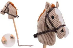 8 Lat+|Motoryka Duża | Holly Hobby Horse z funkcją dźwiękową koń LUX na kiju 80cm Taupe