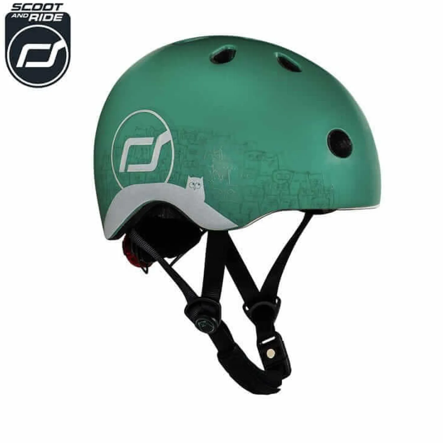 Kaski Dla Dzieci|Przydatne Akcesoria | Scootandride II GATUNEK: Kask z odblaskami XXS-S dla dzieci 1rż+ Forest Owl