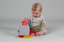 12M+|2 Lata + | Taf Toys Interaktywna kostka z wyskakującymi chusteczkami