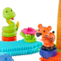 2 Lata +|Klocki | B.Toys Jungle Adventure Bucket - klocki jeżyki w wiadrze - zestaw DŻUNGLA, 128 elementów