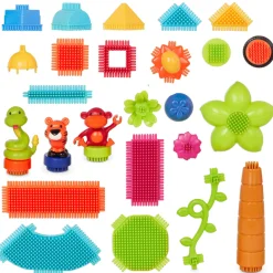 2 Lata +|Klocki | B.Toys Jungle Adventure Bucket - klocki jeżyki w wiadrze - zestaw DŻUNGLA, 128 elementów
