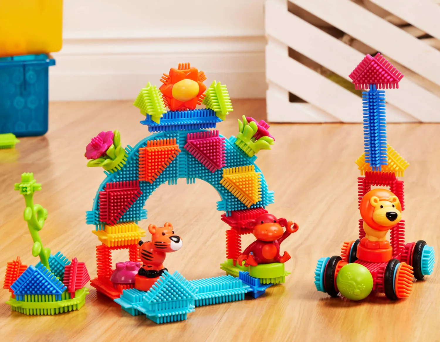 6 Lat+|3 Lata + | B.Toys Jungle Adventures - klocki jeżyki w tubie - zestaw DŻUNGLA, 54 elementy