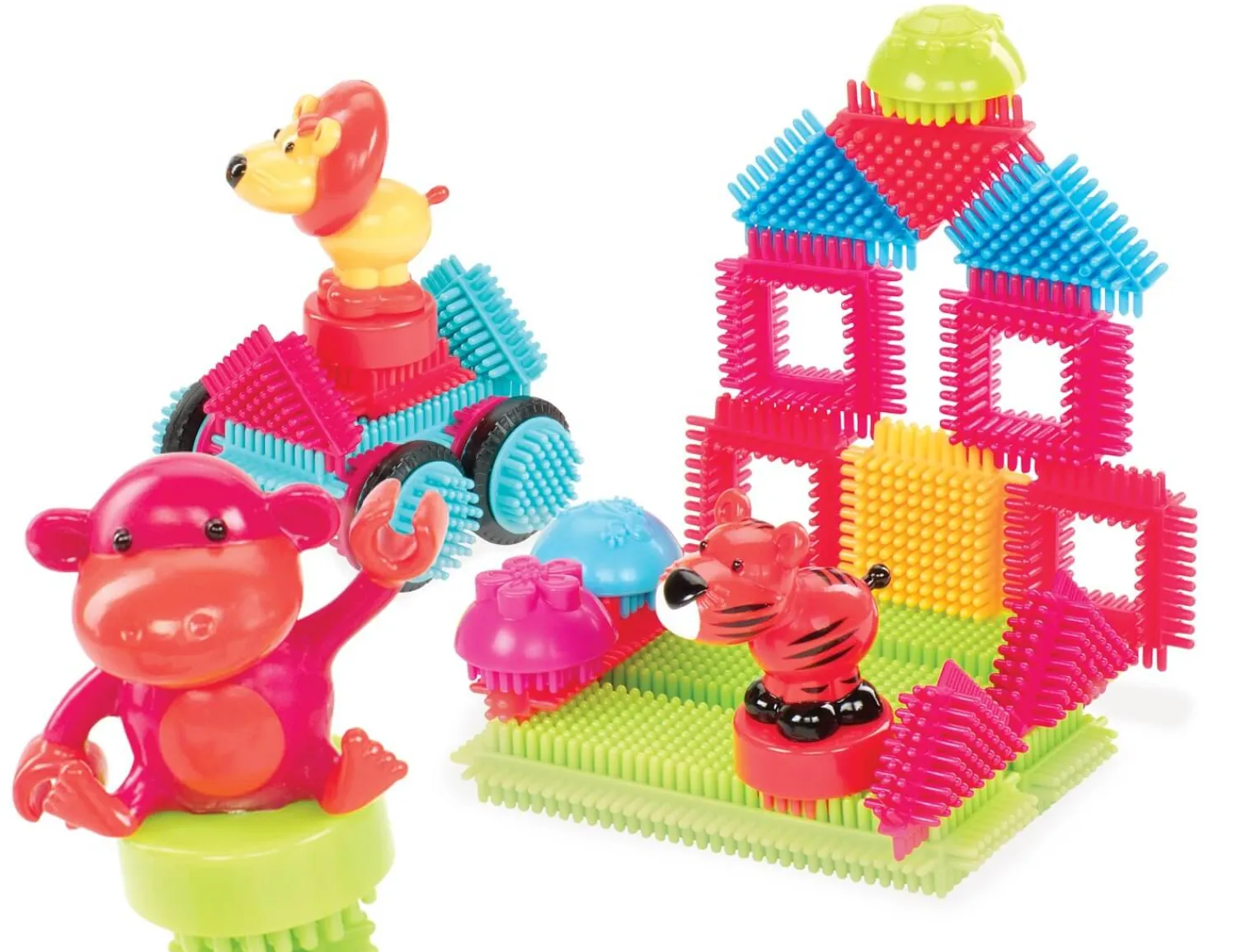 6 Lat+|3 Lata + | B.Toys Jungle Adventures - klocki jeżyki w tubie - zestaw DŻUNGLA, 54 elementy
