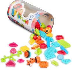 6 Lat+|3 Lata + | B.Toys Jungle Adventures - klocki jeżyki w tubie - zestaw DŻUNGLA, 54 elementy
