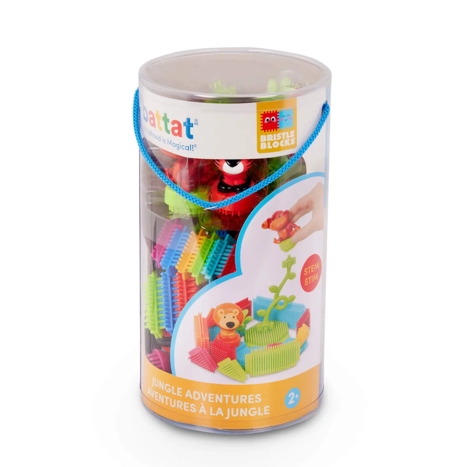 6 Lat+|3 Lata + | B.Toys Jungle Adventures - klocki jeżyki w tubie - zestaw DŻUNGLA, 54 elementy