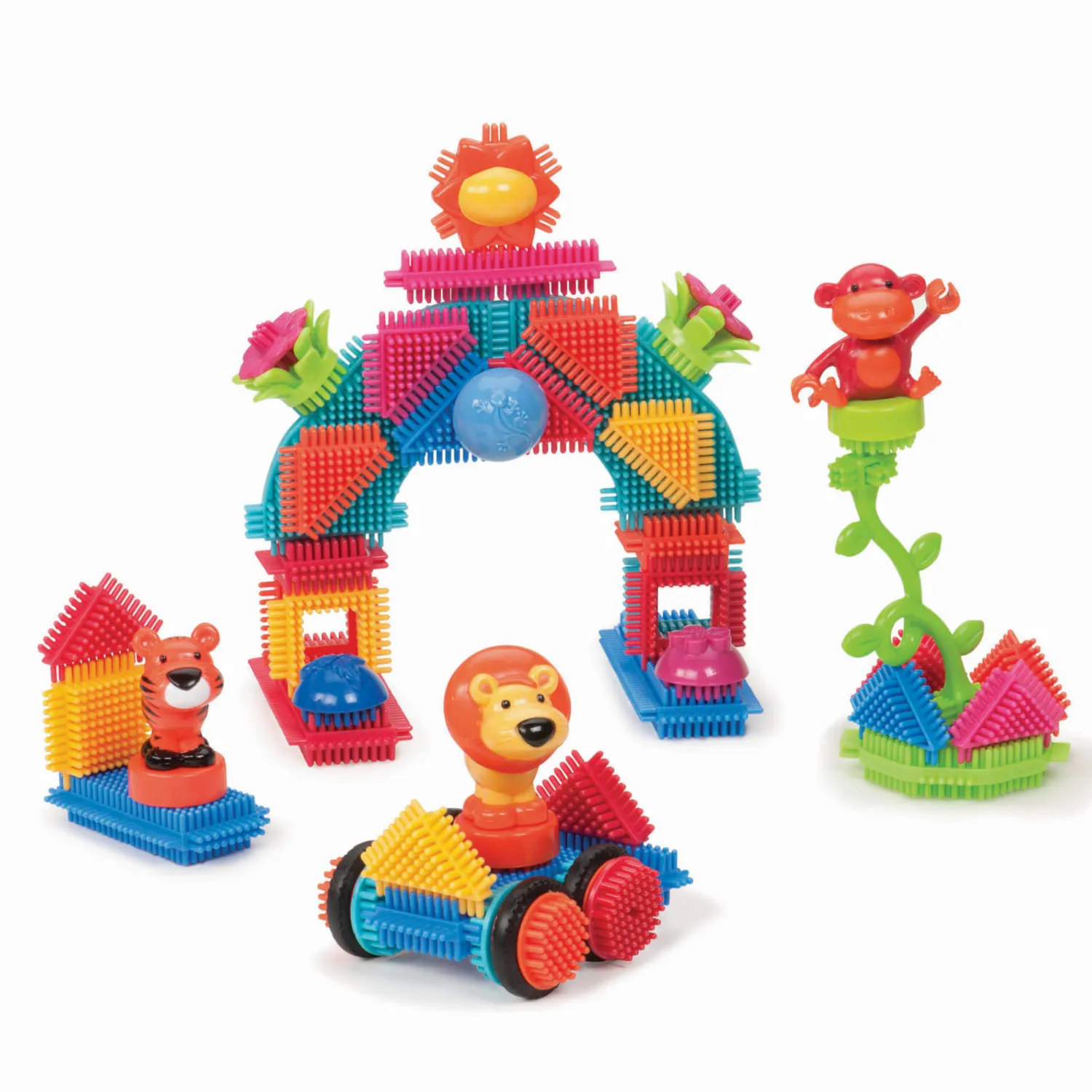 6 Lat+|3 Lata + | B.Toys Jungle Adventures - klocki jeżyki w tubie - zestaw DŻUNGLA, 54 elementy