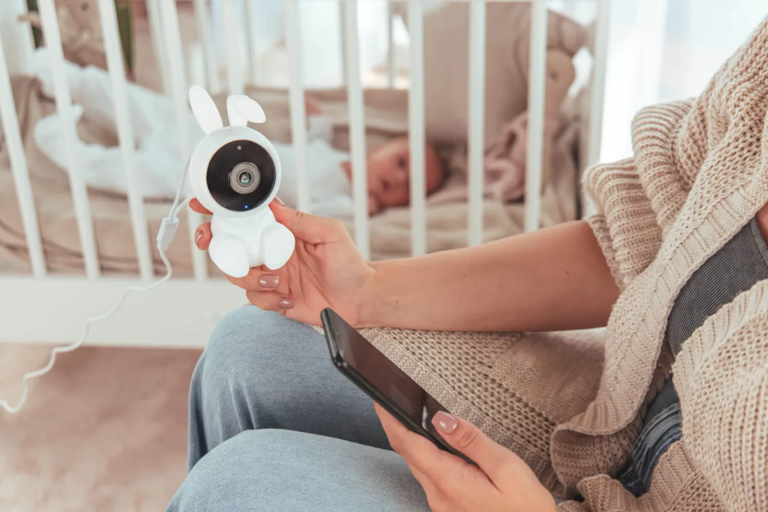 Bezpieczeństwo W Domu|Ułatwiacze Życia | InnoGIO Kamera Wi-Fi Elektroniczna niania GIOsafety Rabbit – kamera monitorująca do użytku rodzinnego