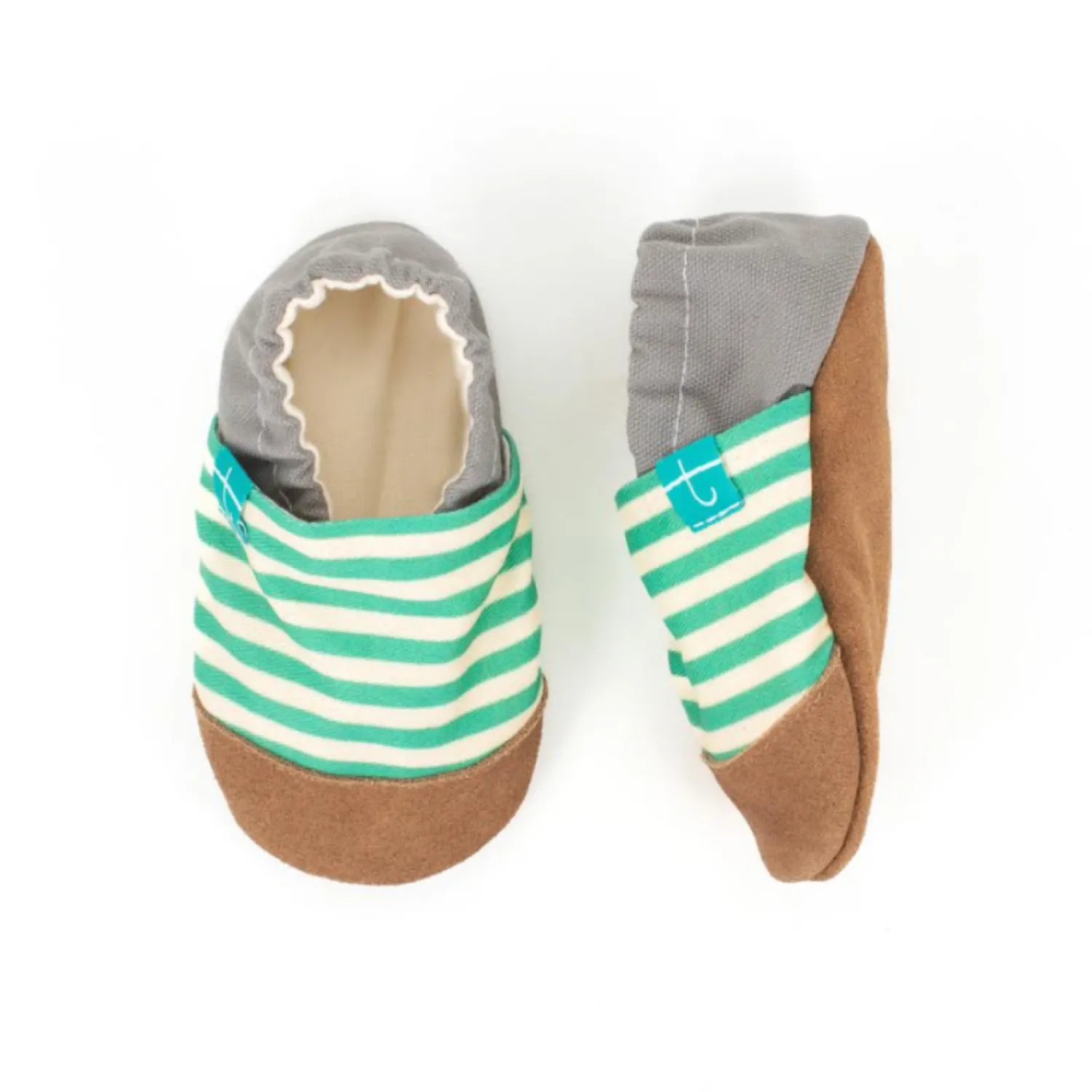 Kapcie Do Przedszkola|Buciki I Kapcie | TITOT Kapcie do domu, żłobka, przedszkola - Green Stripes, roz. 26
