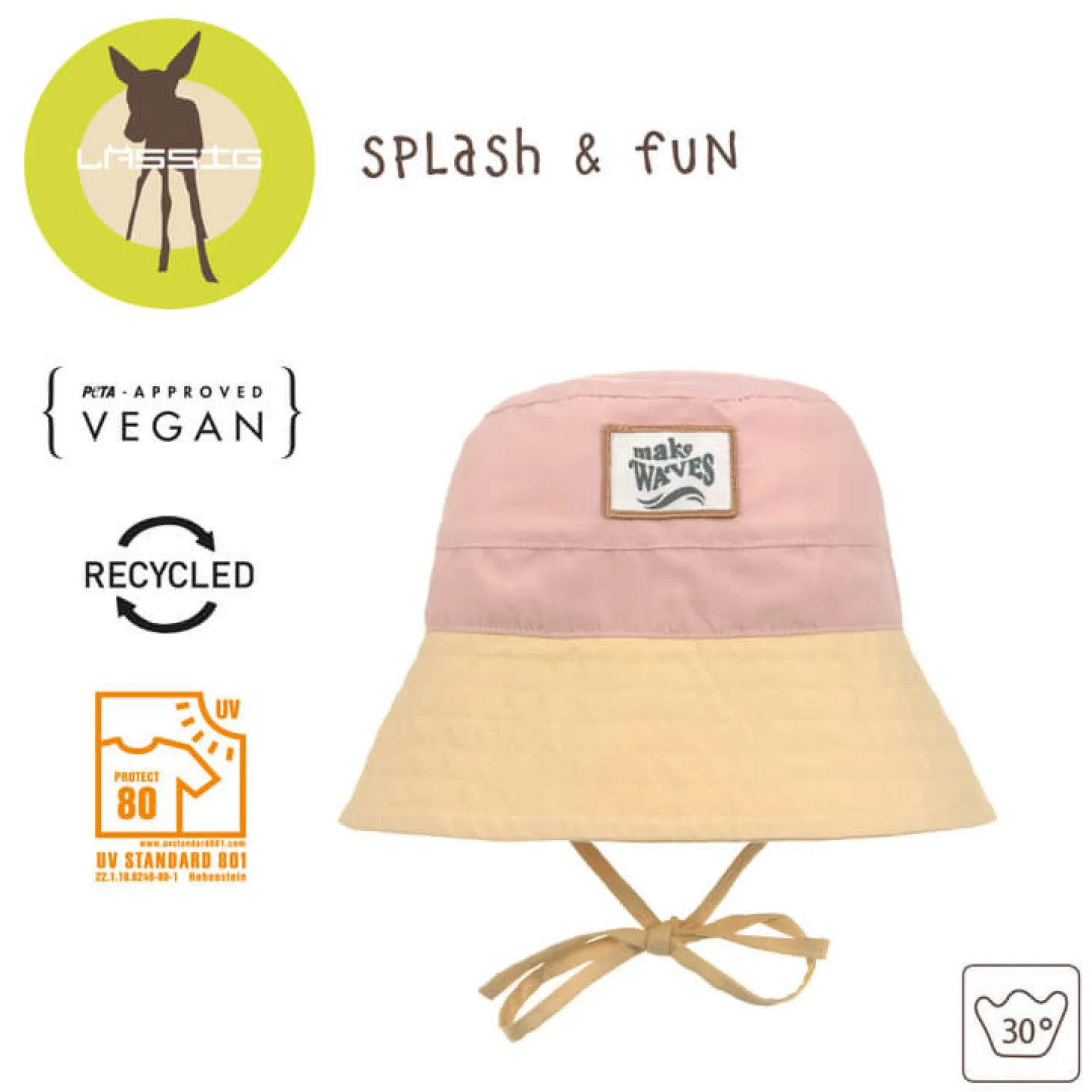 Kapelusz rybacki z filtrem UV80 Splash & Fun vanilla, peach