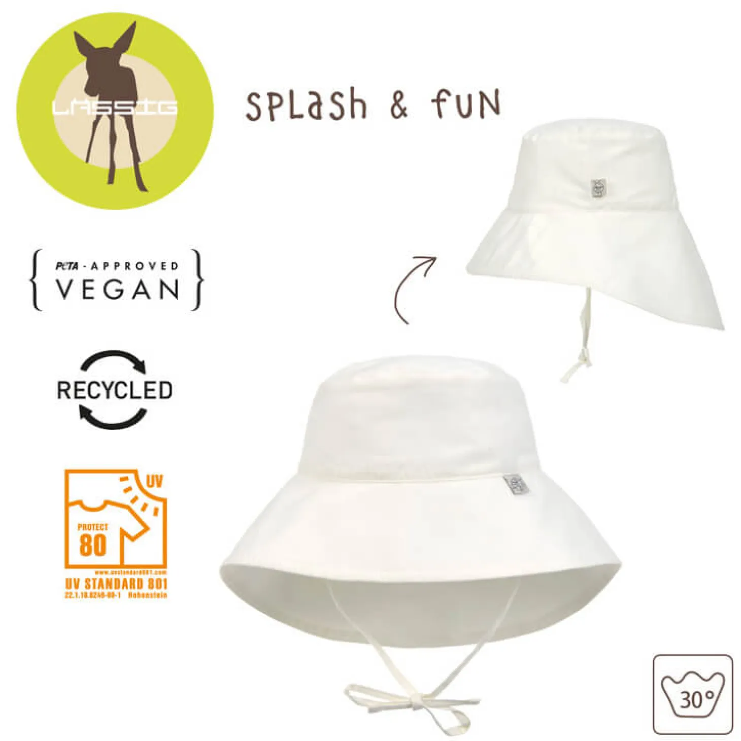 Kapelusz z filtrem UV80 z osłoną karku Splash & Fun sea salt