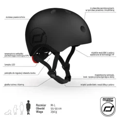 Kaski Dla Dzieci|Przydatne Akcesoria | Scootandride Kask M-L dla starszych dzieci i nastolatków Black
