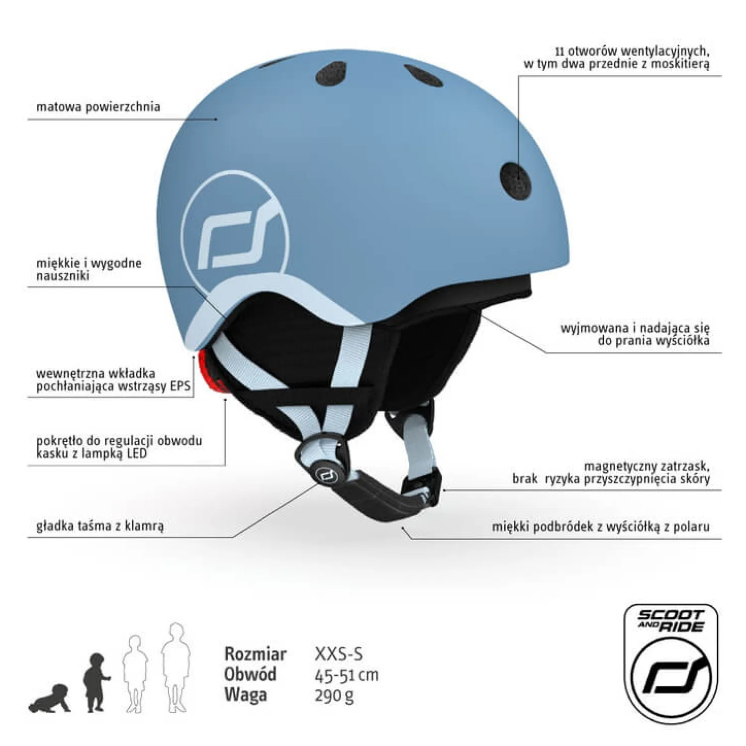 Kaski Dla Dzieci|Przydatne Akcesoria | Scootandride Kask narciarski zimowy XXS-S dzieci 1+ Steel