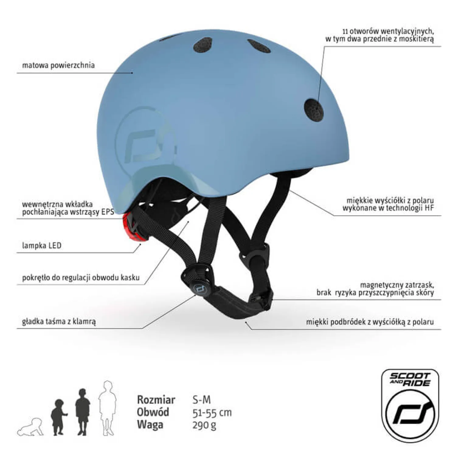 Kaski Dla Dzieci|Przydatne Akcesoria | Scootandride Kask S-M dla dzieci 3+ Steel