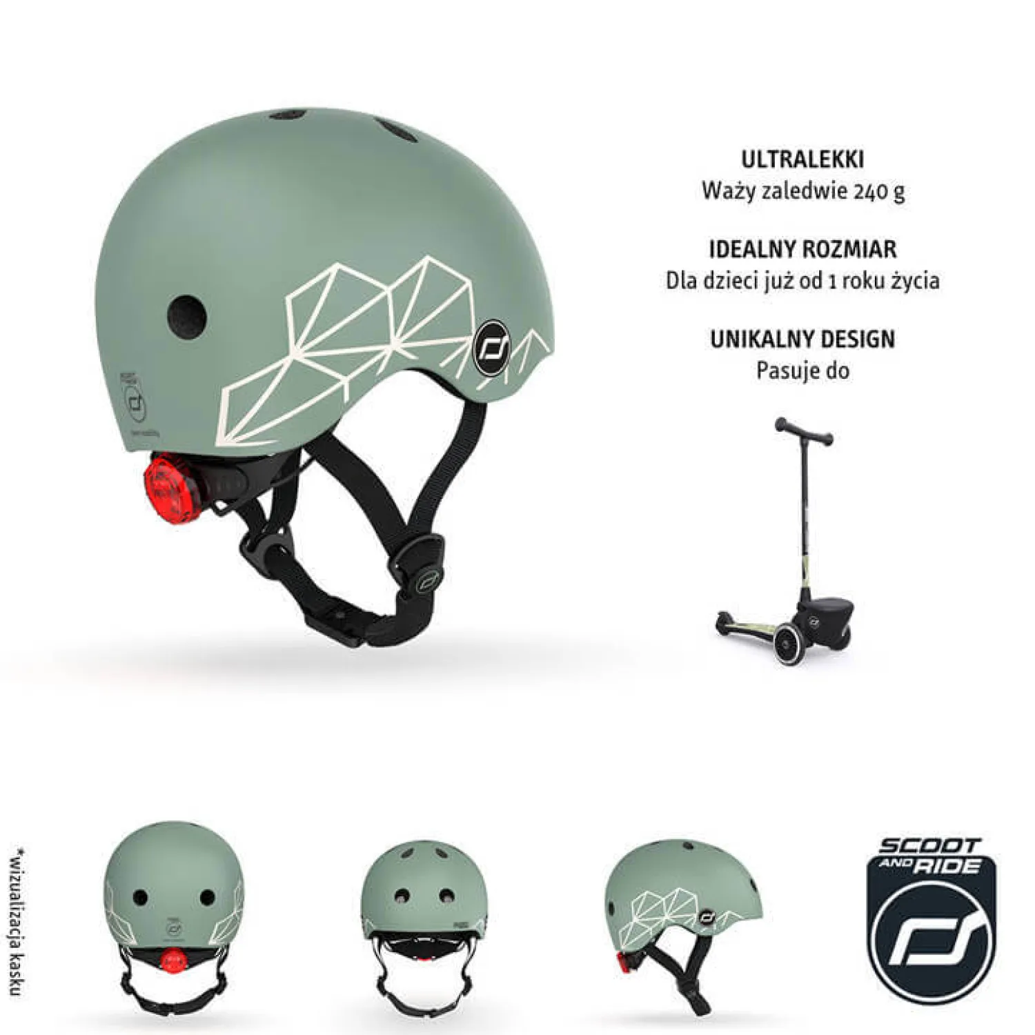 Kaski Dla Dzieci|Przydatne Akcesoria | Scootandride Kask XXS-S dla dzieci 1-5 lat Green Lines