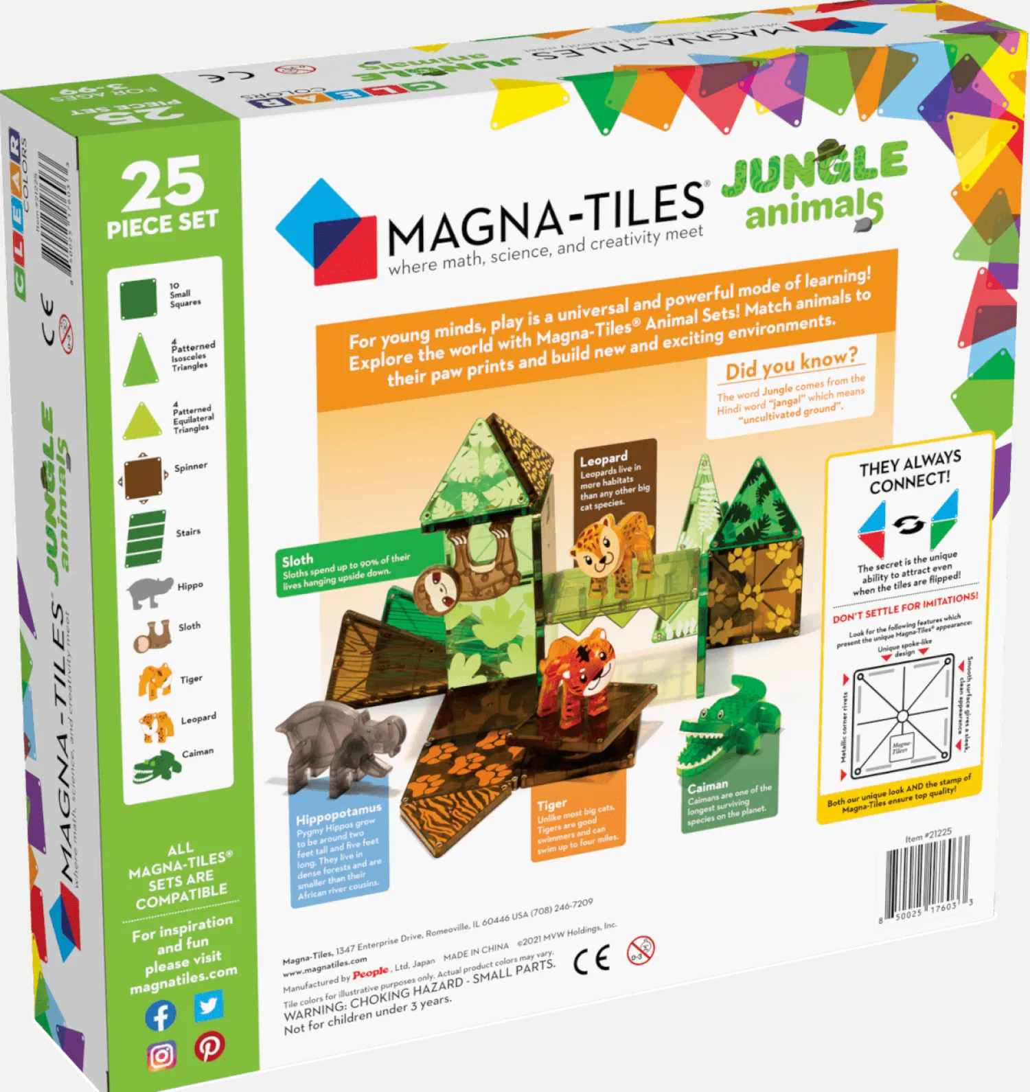 3 Lata +|4 Lata + | Magna-Tiles Klocki Magnetyczne Jungle Animals 25 el.