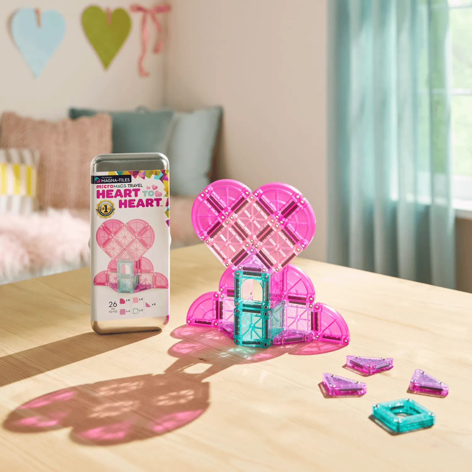 Idealne W Podróży|3 Lata + | Magna-Tiles Klocki Magnetyczne microMAGS Heart to Heart Travel 26 el.