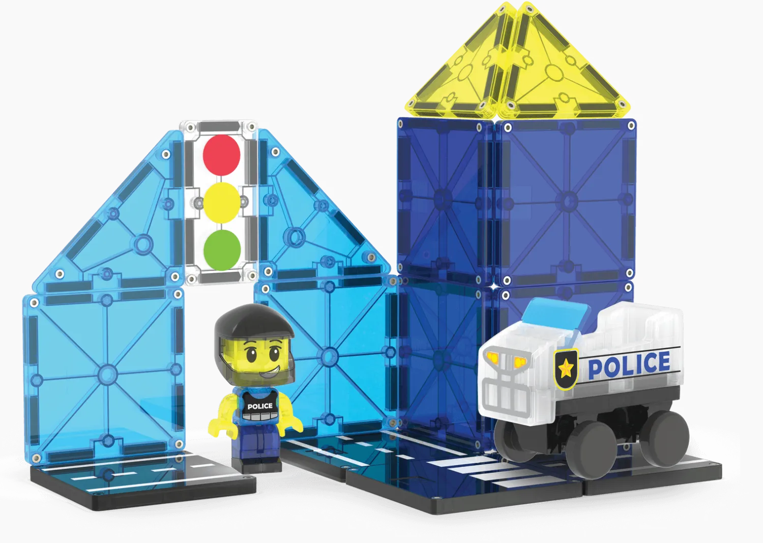 3 Lata +|4 Lata + | Magna-Tiles Klocki magnetyczne Patrol Policji 20 el.