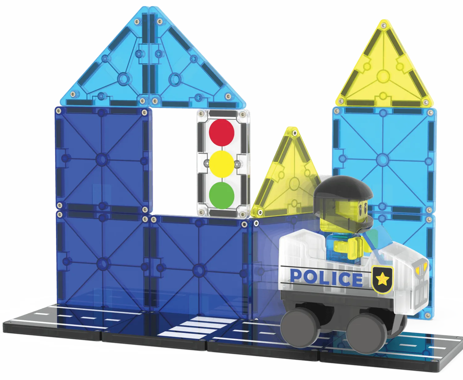 3 Lata +|4 Lata + | Magna-Tiles Klocki magnetyczne Patrol Policji 20 el.