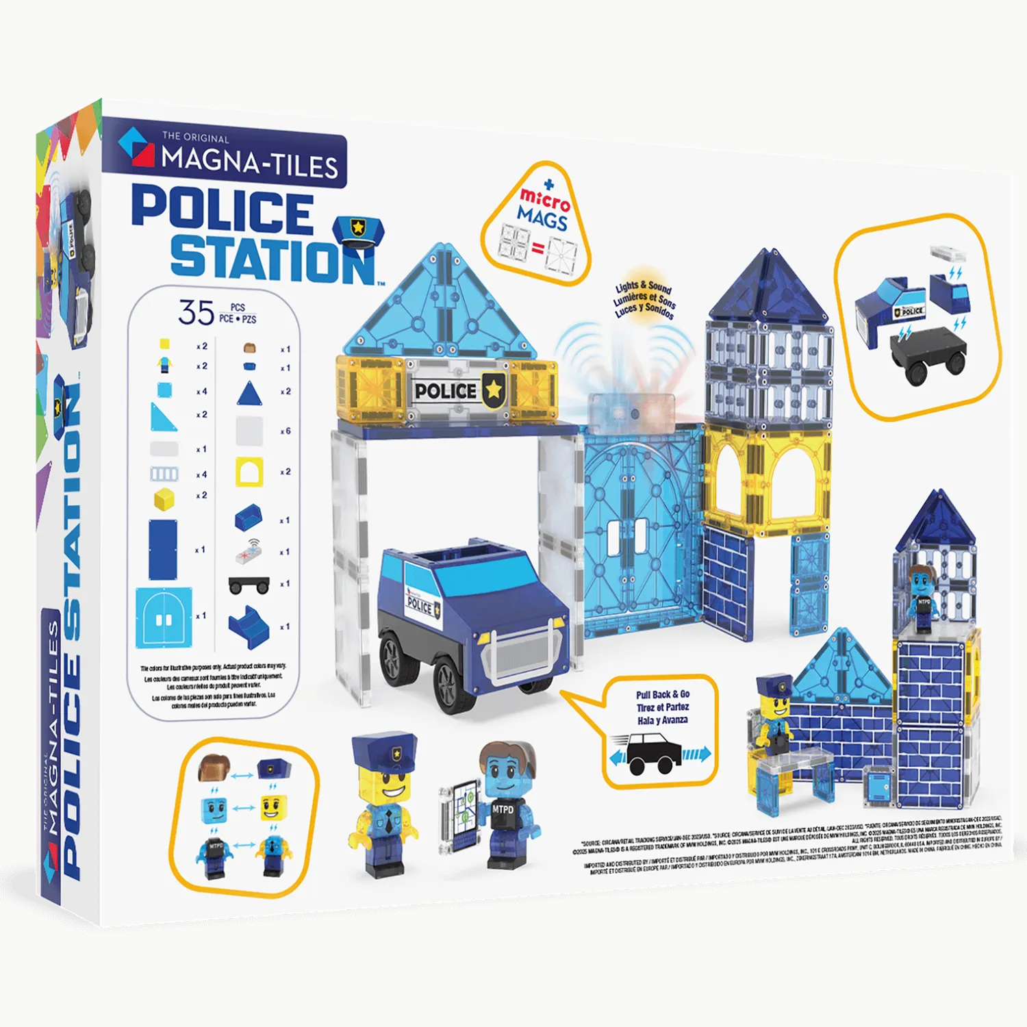 3 Lata +|4 Lata + | Magna-Tiles Klocki Magnetyczne Police Station 35 el.