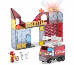 3 Lata +|4 Lata + | Magna-Tiles Klocki magnetyczne Remiza Strażacka 50 el.