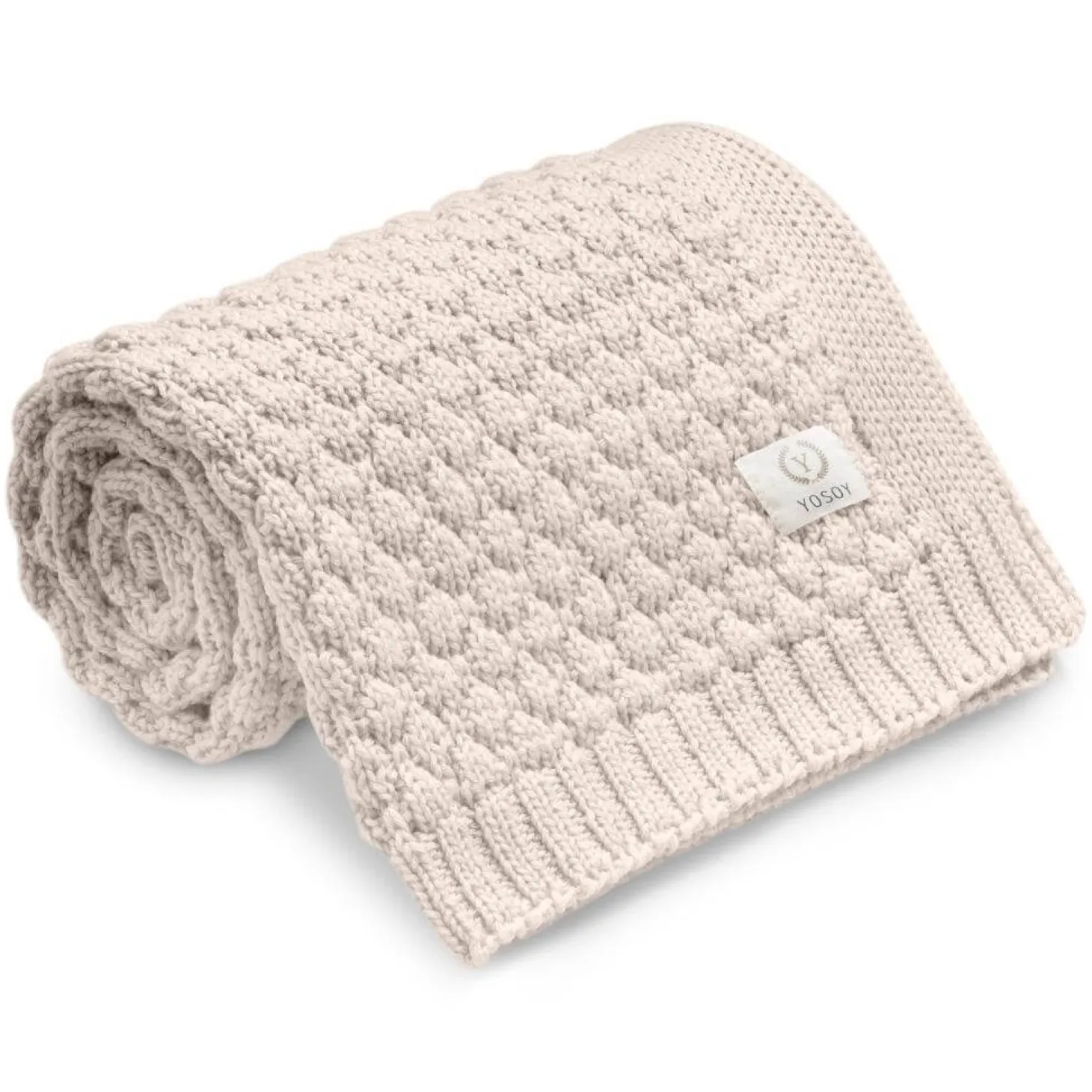Koc dziany 100% merino wool BUBBLES cappuccino