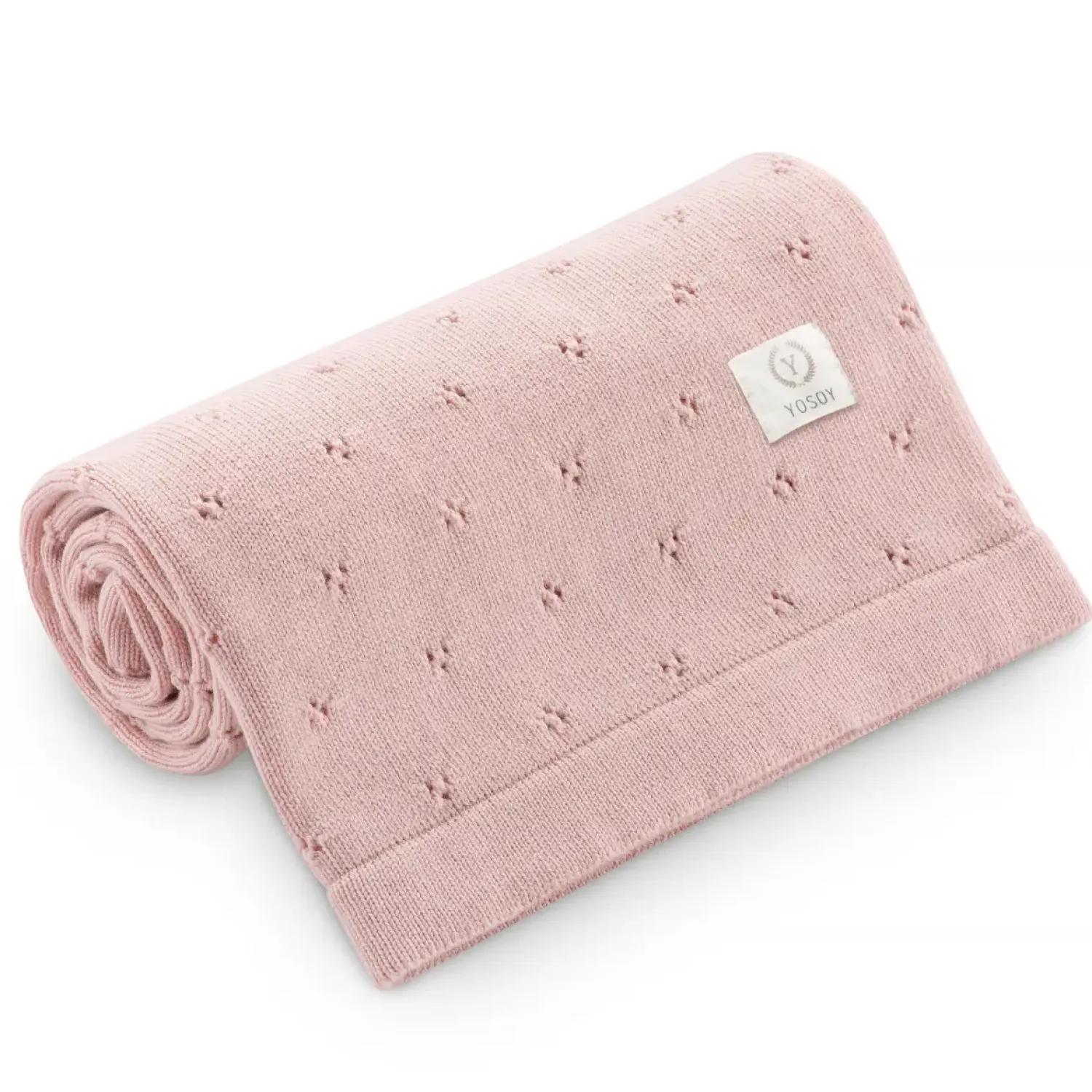 Kocyki|Kocyki | YOSOY Koc dziany 100% merino wool JERSEY - jasny brudny róż